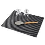 Miusco Large Thick Silicone Mat, Dish Drying Mat, Hot Tool Mat, Bar Mat 0.24 In (6.1 MM) Thick, Gray, 20″ x 16″, Premium Heat Resistant Kitchen Mat, Non-slip Pads, Fast Drying, Dishwasher Safe, Grey