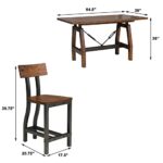 7 Piece Bar Table Set, 47.5” Industrial Dining Table Set, Counter Height Table with Bar Chairs of 6, Kitchen Breakfast Table and Chairs for Dining Room, Living Room, Apartment, Rustic Brown 7pc Set