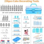 Cake Decorating Tools Supplies Kit: 236pcs Baking Accessories with Storage Case – Piping Bags and Icing Tips Set – Cupcake Cookie Frosting Fondant Bakery Set for Adults Beginners or Professional