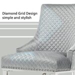 Anewsun Dining Chairs, Silver Gray Velvet Upholstered Dining Room Chairs with Silver Metal Legs, Heavy Duty Chair Set of 6