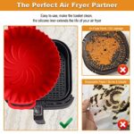 2-Pack Silicone Air Fryer Liner, 8inch Reusable Air Fryer Basket Food Safe Air Fryers Oven Accessories Easy Cleaning Air fryers Silicone Pot Round for 3 to 5 QT Air Fryer with Kitchen Cooking Tong