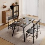 Gizoon Dining Table Set for 4, Kitchen Dining Table with 4 Chairs for Small Space, Apartment (Black)
