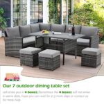 AECOJOY Patio Furniture Set, 7 Pieces Outdoor Patio Furniture with Dining Table&Chair, All Weather Wicker Conversation Set with Ottoman,Grey