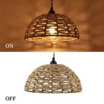 Dining Room Light Fixture – Easric Rattan Pendant Lights Kitchen Island Adjustable Hanging Lamp Farmhouse Hanging Light Fixtures Wicker Chandelier for Living Room Bedroom