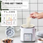 TLOG Mini Rice Cooker 2.5 Cups Uncooked, Healthy Ceramic Coating Portable Rice Cooker, 1.2L Travel Rice Cooker Small for 1-3 People, Personal Rice maker, Food Steamer, 12 Hours delay timer, Multi-cooker for Grains, Oats
