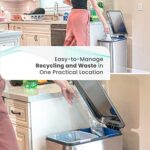 Home Zone Living 13 Gallon Kitchen Trash Can, Dual Compartment Recycle Combo, Slim Body Stainless Steel Design, 50 Liter Total Capacity