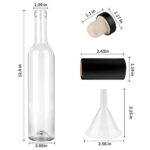 GUANENA 12 Pack 16oz Clear Glass Bottles with Cork Lids and PVC Shrink Capsules, 500 ml Empty Home Brewing Wine Bottles with Funnel for Sparkling Wine, Juice, Kombucha, Beverages