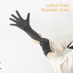 Black Disposable Vinyl Exam Gloves Latex Free Powder Free for Household Cleaning, Food Service, Tattoo, Painting, Patient Care, Pet Care?Law Enforcement, 100 Count, Medical Grade, Large