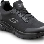 Skechers Work Arch Fit Jake, Men’s, Black, Slip On Athletic Style, MaxTrax Slip Resistant, Soft Toe Work Shoe (10.0 M)