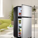 KRIB BLING 3.5 Cu.Ft Compact Refrigerator Mini Fridge with Freezer,7 Level Adjustable Thermostat Removable Shelves Small Refrigerator for Office Dorm Apartment Silver