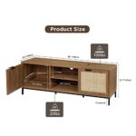 Anmytek Farmhouse Rattan TV Stand for 65 Inch TV, Rustic TV Console Table with 2 Rattan Doors, Modern Entertainment Center for Living Room Bedroom H0033