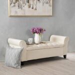 Christopher Knight Home Keiko Velvet Armed Storage Bench, Ivory