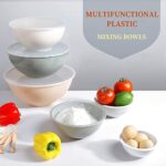 Umite Chef Mixing Bowls with Airtight Lids, 18 Piece Plastic Nesting Bowls Set Includes Measuring Cups, Mixing Bowl Set Great for Mixing, Baking, Serving, Dishwasher (Khaki)