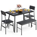 Gizoon Dining Table Set for 4, Kitchen Dining Table Set with Bench and 2 Chairs for Small Space, Apartment