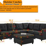 asunflower Sectional Sofa Ottoman Set 6 Seats Modular Corner Sectional Couches Living Room Furniture Sets Reversible L Shape Fabric Couches Dark Grey