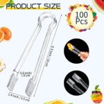 100 Pcs Plastic Buffet Serving Tongs, 6.3 Inch Small Clear Kitchen Tongs Mini Serving Utensil Tongs for Food Ice Salad Buffet Candy Coffee Party Desserts Cake Sandwich