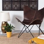 Leather Butterfly Chair – Genuine Leather I Handmade, Accent Arm Chair Iron Frame I Lounge Chair I Comfortable Recliner I Hand-Stitching Industrial Effect