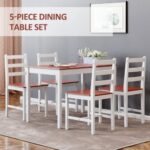 Alohappy 5 Piece Kitchen Table and Chairs Set for 4, Rectangular Pinewood Dining Table Set for Dining Room, Kitchen Room Furniture, Space-Saving & Easy Assembly (Red)