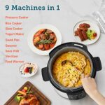 COSORI Electric Pressure Cooker, 9-in-1 Instant Multi Cooker, 13 Presets, Rice Slow Cooker, Sauté, Sous Vide, Sterilizer, Recipes, Dishwasher Safe, 1100W, Stainless Steel, 6 Quart, olla de presion