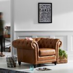 Amazon Brand – Stone & Beam Bradbury Chesterfield Tufted Leather Accent Chair, 50″W, Cognac