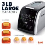 SAKI 3 LB Large Bread Maker Machine, 12-in-1 Programmable Large Bread Machine, with Nonstick Ceramic Bread Pan & Large Digital Touch Panel, 3 Loaf Sizes with 3 Crust Colors Options, Keep Warm Mode