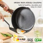 SENSARTE Nonstick Deep Frying Pan Skillet, 10/11/12-inch Saute Pan with Lid, Stay-cool Handle, Chef Pan Healthy Stone Cookware Cooking Pan, Induction Compatible, PFOA Free (10-Inch)
