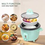 Mishcdea Small Rice Cooker 3 Cups Uncooked, Electric Mini Rice Cooker with Steamer Basket, Removable Nonstick Pot, 12H Automatic Keep Warm, for Rice, Soups, Stews, Grains, Oatmeal – Aqua