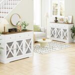 FACBOTALL Buffet Cabinet with Storage, 47″ Kitchen Storage Cabinet & Sideboard Cabinets with 3 Drawers and 3 Iron Gates,Farmhouse Coffee Bar Cabinet Buffet Table for Kitchen Dining Room