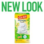 GLAD ForceFlex Tall Drawstring Trash Bags, 13 Gallon White Trash Bags for Tall Kitchen Trash Can, Gain Original Scent to Eliminate Odors, 40 Count