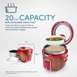 Aroma Professional ARC-1230R Cool Touch Glass Lid, Food Steamer, Slow Cooker, Multicooker with 11 Preset Functions, Steam Tray, Measuring Cup, Rice Spatula, 20 Cooked, Red