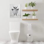 Funny Highland Cow Wall Art in Bathtub, Black and White Canvas Cow In Bathroom Picture, Humor Animals Bathroom Artwork Prints Rustic Farmhouse Style Wall Decor Ready To Hang for Living Room, Bathroom, Bedroom, Kids Bathroom Decor (12″x16″, Framed)