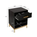 Anmytek Wood Nightstand, 25″ H Mid Century Modern Nightstand Bedside Table with Drawer for Bedroom Living Room Black, H0065