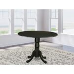 East West Furniture Modern DLT-BLK-TP Kitchen Table Round Tabletop and 42 x 29.5-Black Finish