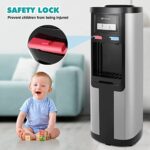 COSVALVE Water Dispenser 5 Gallon Top Loading Hot and Cold Water Stainless Body Compression Refrigeration with Child Safety Lock for Home Office Use