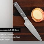 Misen 5.5 Inch Utility Knife – Medium Kitchen Knife for Chopping and Slicing – High Carbon Stainless Steel Sharp Cooking Knife, Gray
