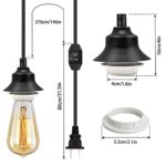 2PCS Plug in Hanging Light Fixture,Pendant Lamp Lights Cord with 450CM,DIY Hanging Lamp E26/E27 Light Socket,Hanging Lantern Light with Dimmer Switch,for Dining Room Bedroom Porch