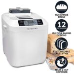 HomeCraft HCPBMAD2WH Bread Maker with Auto Fruit & Nut Dispenser Makes 2 Lb. Loaf Size, 3 Crust Options, 12 Programmable Settings, White