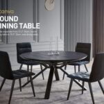Acanva Extension Oval/Round Dining Table for 6, Expandable Butterfly Leaf & Sturdy Base, Suit for Kitchen, Living Room & Apartment, 51.2”W(+19.7”) x 51.2”D x 30.1”H, Black