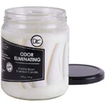 Odor Eliminating Highly Fragranced Candle – Eliminates 95% of Pet, Smoke, Food, and Other Smells Quickly – Up to 80 Hour Burn time – 12 Ounce Premium Soy Blend (Vanilla Bean)