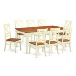 East West Furniture DOQU9-WHI-W Dining Set, 9 Pieces