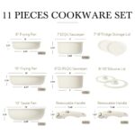 CAROTE 11pcs Pots and Pans Set, Nonstick Cookware Set Detachable Handle, Induction Kitchen Cookware Sets Non Stick with Removable Handle, RV Cookware Set, Oven Safe