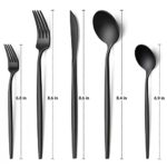 30-Piece Black Silverware Set, Flatware Set for 6, Food-Grade Stainless Steel Tableware Cutlery Set, Utensil Sets for Home Restaurant, Satin Finished Polished