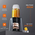 VEWIOR 850W Smoothie Bullet Blender for Shakes and Smoothies, 12 Pieces Personal Blenders for Kitchen with 6 Fins Blender Blade, Smoothie Blender with 2 * 22 oz To-Go Cups BPA Free