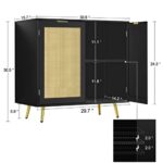 Anmytek Rattan Cabinet, Modern Black Sideboard Buffet Storage Cabinet Accent Cabinet with 2 Doors and Adjustable Shelf for Living Room Kitchen Hallway H0060