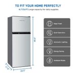 Frestec 4.7 CU’ Refrigerator, Mini Fridge with Freezer, Compact Refrigerator,Small Refrigerator with Freezer,Top Freezer, Adjustable Thermostat Control, Silver (FR 472 SL)