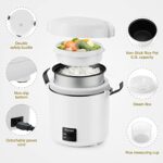Mini Rice Cooker 1-1.5 Cups Uncooked(3 Cups Cooked), Rice Cooker Small with Bento Box, Removable Nonstick Pot, One Touch&Keep Warm Function, Portable Rice Cooker for Soup Grain Oatmeal Veggie, Black