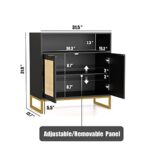 Anmytek Rattan Cabinet, Sideboards and Buffets with Storage Accent Cabinet with Doors and Adjustable Shelf Buffet Cabinet for Dining Room Black H0068