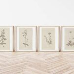 Wall Art Botanical Plant Prints | Vintage Flower Boho Minimalist Floral Artwork Decor for Bedroom, Living Room, Bathroom, Home or Office Walls | Set of 4 UNFRAMED Pictures (8 x 10)
