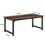 Tribesigns 71″x31.5″ Dining Table, Industrial Kitchen Table for 6-8 Person, Rectangular Dinner Table for Dining Room Kitchen Living Room, with Heavy Duty Metal Legs, Brown