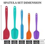 HOTEC Food Grade Silicone Rubber Spatula Set for Baking, Cooking, and Mixing High Heat Resistant Non Stick Dishwasher Safe BPA-Free Multicolor Set of 5